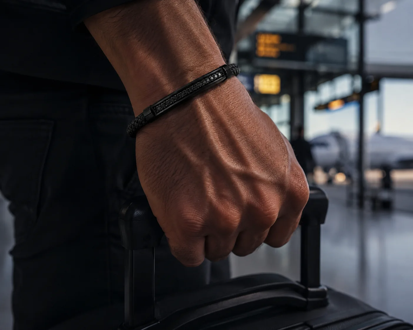 Bracelet Jack Obsidian porté en voyage